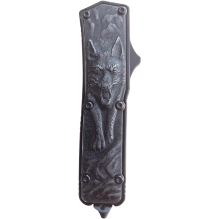 COUTEAU AUTOMATIQUE MÉTAL KYU LINE FENRIR LAME 7cm AVEC BRISE-VITRE (+Étui)