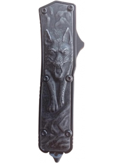 COUTEAU AUTOMATIQUE MÉTAL KYU LINE FENRIR LAME 7cm AVEC BRISE-VITRE (+Étui)