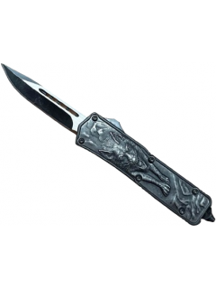 COUTEAU AUTOMATIQUE MÉTAL KYU LINE FENRIR LAME 7cm AVEC BRISE-VITRE (+Étui)