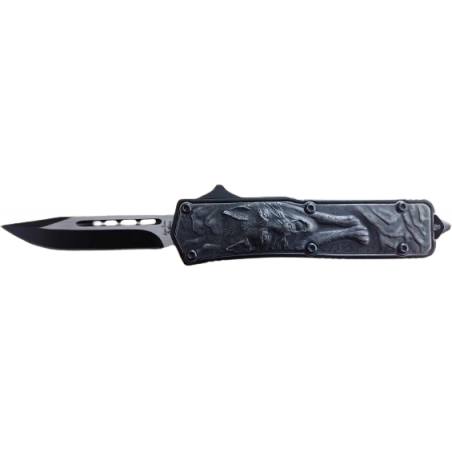 COUTEAU AUTOMATIQUE MÉTAL KYU LINE FENRIR LAME 7cm AVEC BRISE-VITRE (+Étui)