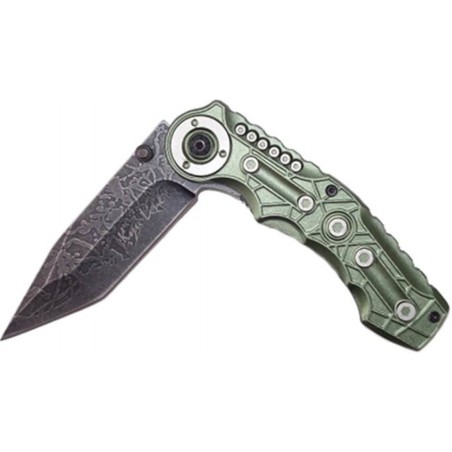 COUTEAU PLIANT MECA OLIVE/NOIR (lame 9cm)