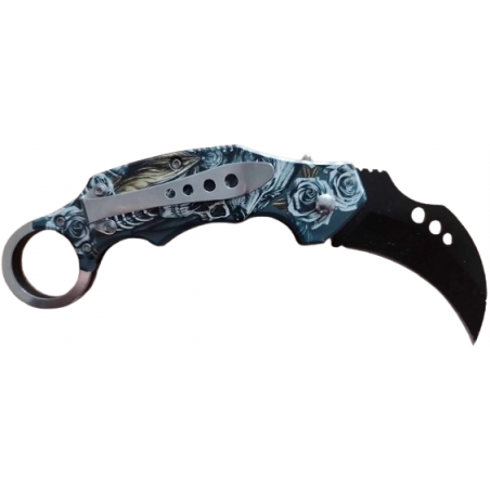 COUTEAU AUTOMATIQUE KARAMBIT SKELETON WOLF