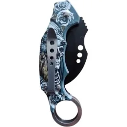 COUTEAU AUTOMATIQUE KARAMBIT SKELETON WOLF