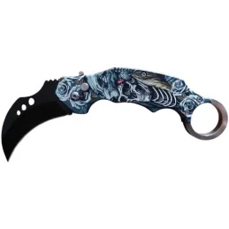 COUTEAU AUTOMATIQUE KARAMBIT SKELETON WOLF