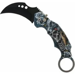 COUTEAU AUTOMATIQUE KARAMBIT SKELETON WOLF