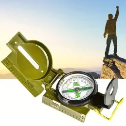 BOUSSOLE DE SURVIE PORTABLE ÉTANCHE MULTIFONCTION VERT ARMÉE