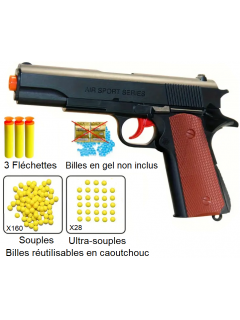 PISTOLET À RESSORT MULTI-PROJECTILES 3 EN 1 NOIR/BRUN