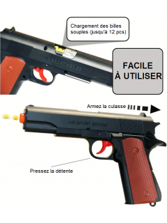 PISTOLET À RESSORT MULTI-PROJECTILES 3 EN 1 NOIR/BRUN