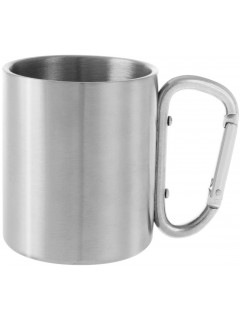 MUG ACIER ISOLANT GRIS AVEC POIGNÉE MOUSQUETON ARGENT (200ml)