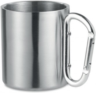 MUG ACIER ISOLANT GRIS AVEC POIGNÉE MOUSQUETON ARGENT (200ml)