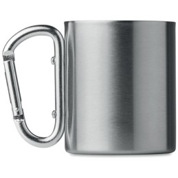 MUG ACIER ISOLANT GRIS AVEC POIGNÉE MOUSQUETON ARGENT (200ml)