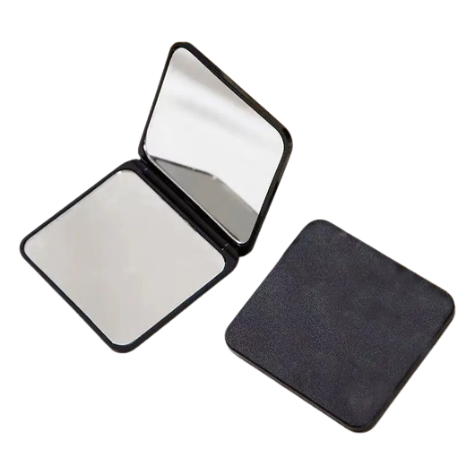 MIROIR DE MAQUILLAGE COMPACT PLIABLE DOUBLE FACE CARRÉ NOIR