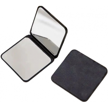 MIROIR DE MAQUILLAGE COMPACT PLIABLE DOUBLE FACE CARRÉ NOIR