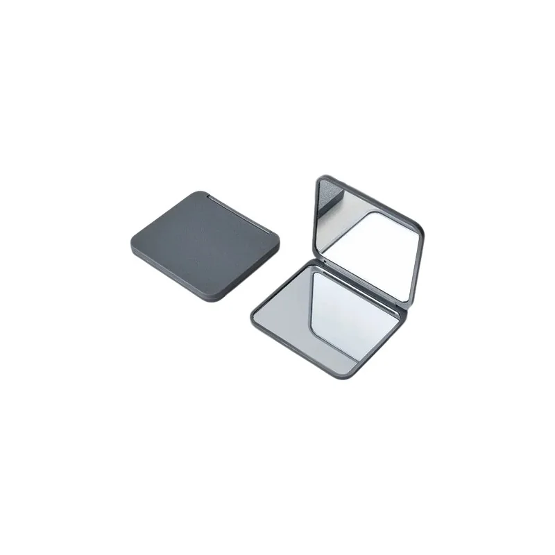 MIROIR DE MAQUILLAGE COMPACT PLIABLE DOUBLE FACE CARRÉ GRIS