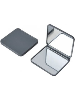 MIROIR DE MAQUILLAGE COMPACT PLIABLE DOUBLE FACE CARRÉ GRIS