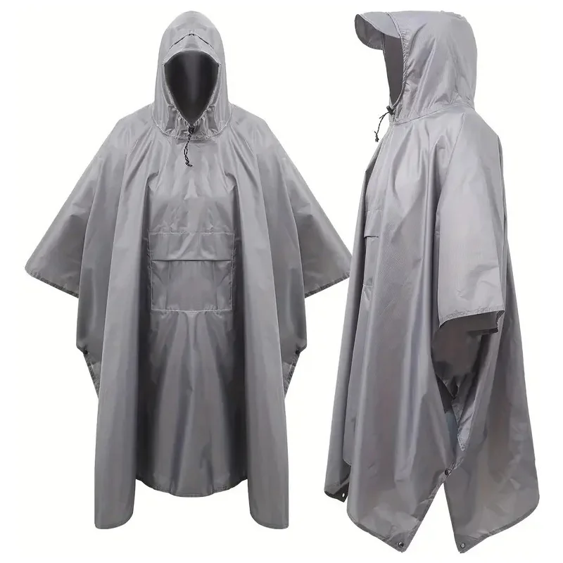 PONCHO À CAPUCHE POLYESTER 3 EN 1 AVEC POCHE GRIS (+housse)