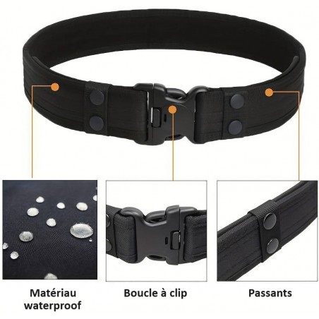 CEINTURE TACTIQUE MILITAIRE EN NYLON NOIR