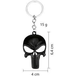 PORTE-CLÉ PUNISHER MÉTAL NOIR