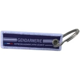 PORTE-CLÉ GENDARMERIE EN TISSU BRODÉ BLEU/BLANC