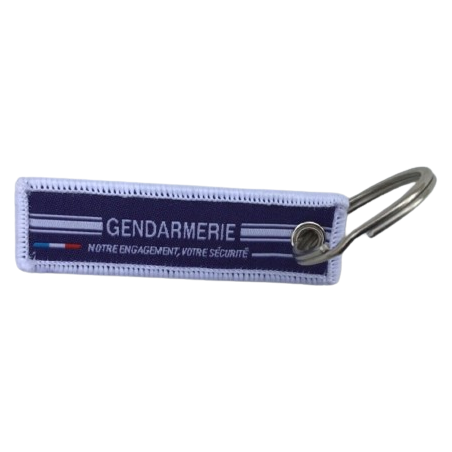 PORTE-CLÉ GENDARMERIE EN TISSU BRODÉ BLEU/BLANC