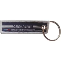 PORTE-CLÉ GENDARMERIE EN TISSU BRODÉ BLEU/BLANC