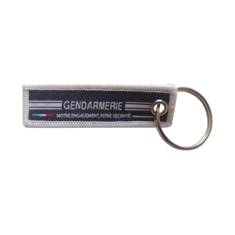 PORTE-CLÉ GENDARMERIE EN TISSU BRODÉ BLEU/BLANC