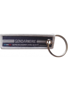 PORTE-CLÉ GENDARMERIE EN TISSU BRODÉ BLEU/BLANC