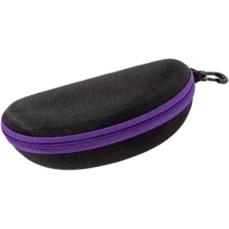 ÉTUI À LUNETTES SEMI-RIGIDE PORTABLE AVEC FERMETURE ZIPPÉE & MOUSQUETON NOIR/VIOLET