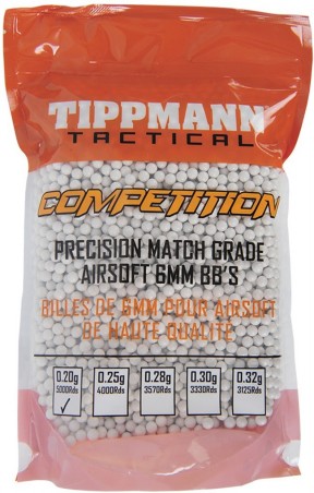 BILLES AIRSOFT TIPPMANN TACTICAL 6mm 0.20g BLANCHES (Sac 5000)