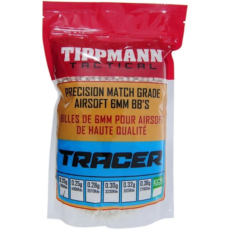 BILLES AIRSOFT TIPPMANN TACTICAL TRACER 6mm 0.20g LIGHT GREEN (Sac 5000)