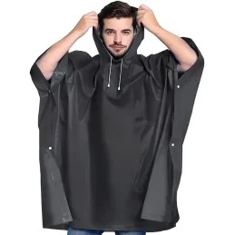 PONCHO IMPERMÉABLE EVA À CAPUCHE NOIR