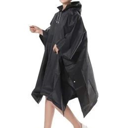 PONCHO IMPERMÉABLE EVA À CAPUCHE NOIR