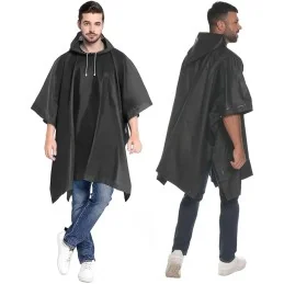 PONCHO IMPERMÉABLE EVA À CAPUCHE NOIR