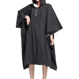 PONCHO IMPERMÉABLE EVA À CAPUCHE NOIR