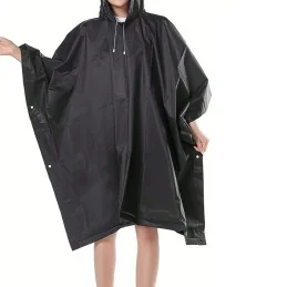 PONCHO IMPERMÉABLE EVA À CAPUCHE NOIR