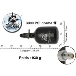 BOUTEILLE AIR SHARK ALU 0.4L + PRESET 3000 PSI HP