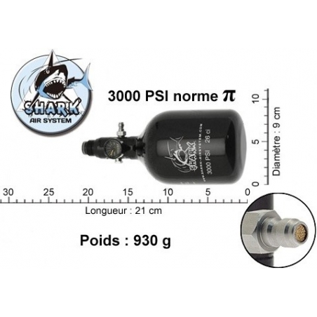 BOUTEILLE AIR SHARK ALU 0.8L + REGULATEUR 200Bar 