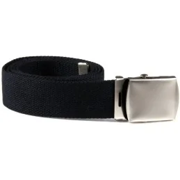 CEINTURE EN TOILE NOIR +BOUCLE ARGENT (4cm)