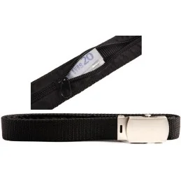 CEINTURE PORTE-MONNAIE EN TOILE NOIR +BOUCLE ARGENT (3cm)