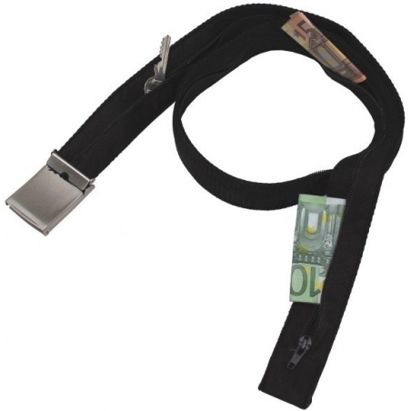 CEINTURE PORTE-MONNAIE EN TOILE NOIR +BOUCLE ARGENT (3cm)