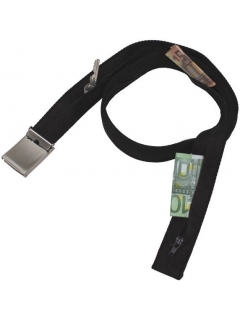 CEINTURE PORTE-MONNAIE EN TOILE NOIR +BOUCLE ARGENT (3cm)