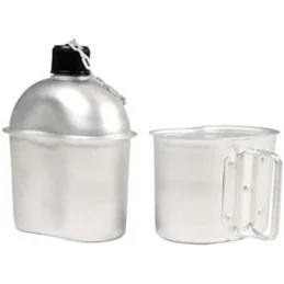 GOURDE ALUMINIUM FOSCO + QUART ET HOUSSE WOODLAND