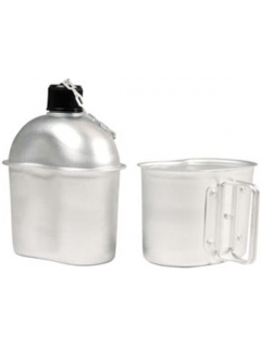 GOURDE ALUMINIUM FOSCO + QUART ET HOUSSE WOODLAND