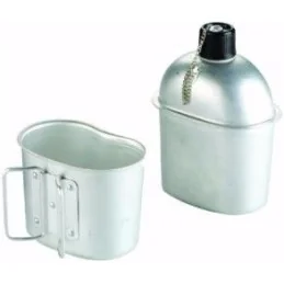 GOURDE ALUMINIUM FOSCO + QUART ET HOUSSE WOODLAND