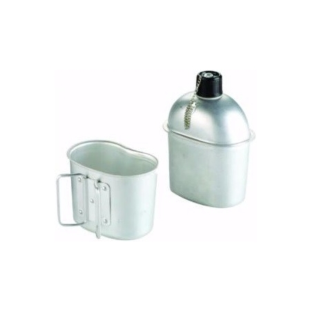 GOURDE ALUMINIUM FOSCO + QUART ET HOUSSE WOODLAND