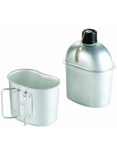 GOURDE ALUMINIUM FOSCO + QUART ET HOUSSE WOODLAND