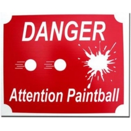 PANNEAU DANGER ATTENTION PAINTBALL ROUGE