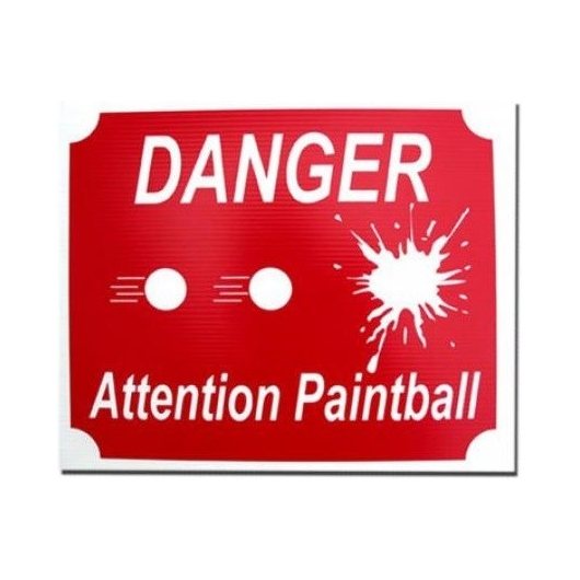 PANNEAU DANGER ATTENTION PAINTBALL ROUGE