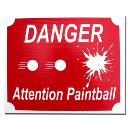 PANNEAU DANGER ATTENTION PAINTBALL ROUGE