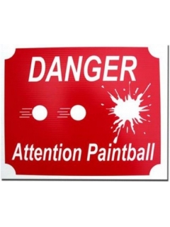 PANNEAU DANGER ATTENTION PAINTBALL ROUGE